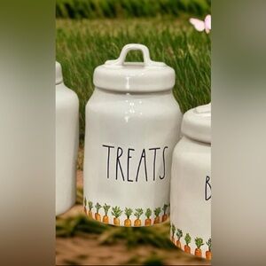 Rae Dunn TREATS watercolor carrots canister Easter